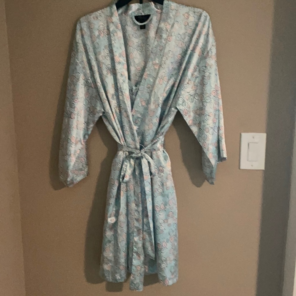 Silky spaghetti strap lingerie with matching robe